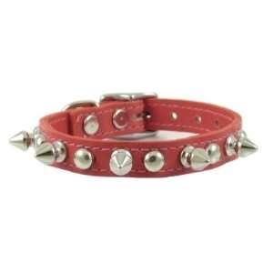  16 Red Spiked and Studded Leather Dog Collar By Furry 