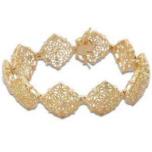  18k Gold Over Sterling Silver Square Snowflakes Bracelet Jewelry