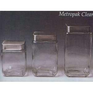   Gibson Clear Glass Canister Set w/ Stainless Steel Lid