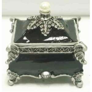   Epoxy With Pearl On Top Jewelry Trinket Box 2.5in h