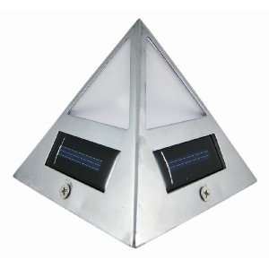  Stainless Steel Pyramid 2 LED Fence Post Solar Light 