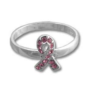  Breast Cancer Awareness Pink Ribbon CZ Sterling Silver 