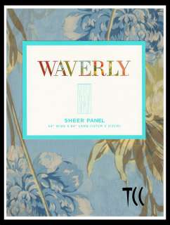 NEW Waverly Starla Chambray Sheer Panel Sheer Floral Blue Drape 50 x 