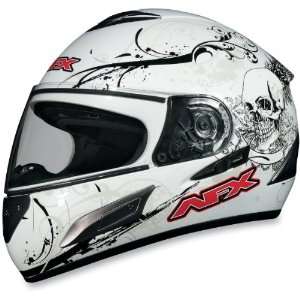  AFX FX 100 Sun Shield Helmet, Pearl White Skull, Size Md 