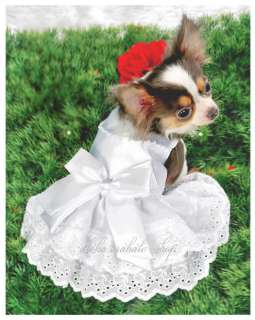 Dog Clothes Pet Dress Blouse Costume ELEGANT WHITE PINK WEDDING DRESS 