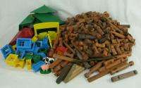 Wooden Lincoln Logs Toys Building Set 320 Pieces Roofs  