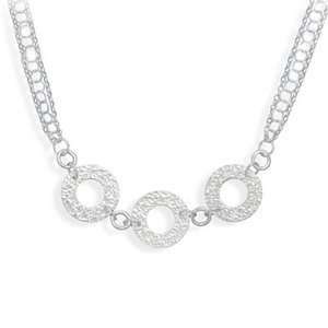  Three Strand Necklace with Textured Circles Sterling 