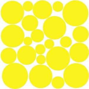 BRIGHT YELLOW Circle Polka Dots Room Wall Decal Sticker  