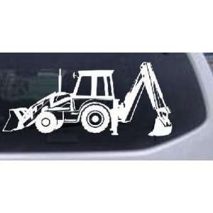 Backhoe Tractor Business Car Window Wall Laptop Decal Sticker    White 