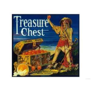  Treasure Chest Orange Label   Mentone, CA Premium Poster 