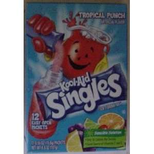 Kool aid Singles Tropical Punch Soft Drink Mix   12 Easy Open Packets 
