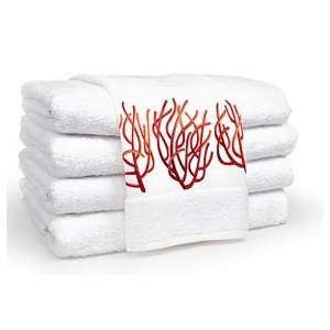  Anali Four Coral 13 x 13 Terry Embroidered Washcloths 