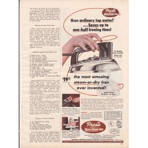  Presto Vapor Steam Iron 1952 Original Vintage Home 