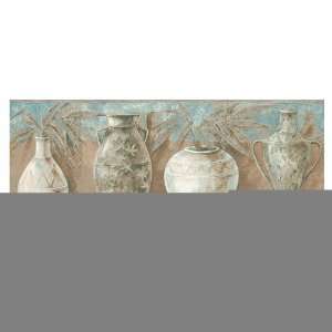   Blue And Tan Ethnic Vases Wallpaper Border LW1341040