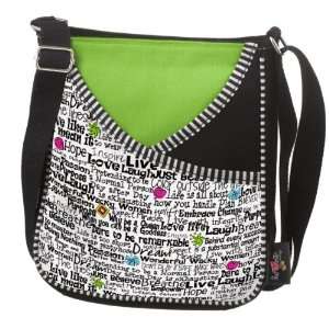  Pack of 2 Suzy Toronto Black and Green Wise Words Purses 