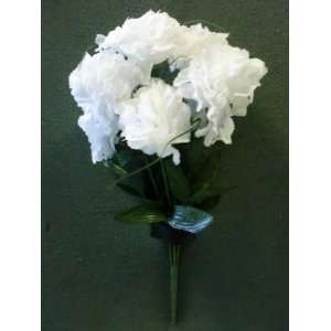  Tanday #202414 Pure White Carnation Silk Flower Bush with 