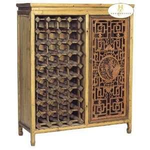  Wine Cabinet with Intricate Wood Carved Door