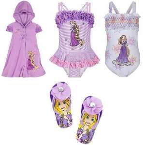 Rapunzel 4 Piece Swimwear/Swimsuit Gift Set with 2 Bathing/Swim Suits 